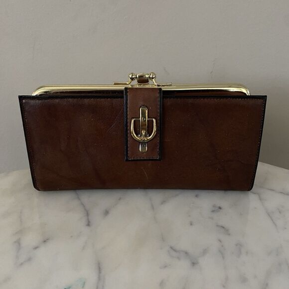 Vintage NOS Buxton Genuine Leather Brown Wallet Organizer Equestrian Vibes - Picture 3 of 11